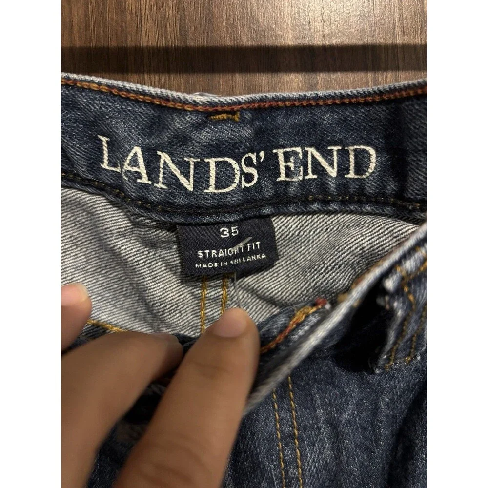 Lands' End Blue Jeans Men's Waist 35 Straight Fit